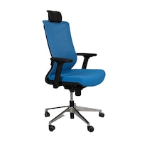 Picture of Exotic Chairs Moveable Highback Executive Mesh Cushion Chair, Black & Blue