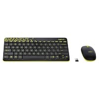 Picture of Logitech Wireless Keyboard and Mouse Combo, MK240 NANO, Black & Chartreuse Yellow, Set of 2