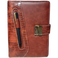 Picture of SMKT Vegan Leather Business Diary 2023 with Card & Document Holder, PSJ-1526, Brown