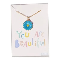 Picture of Rack Jack Women's Y2K Charm Pendant Gold Necklace, Daisy, Blue, Freesize