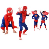 2 In 1 Spiderman And Superman Combo Dress With Mask, 3 - 4 Years