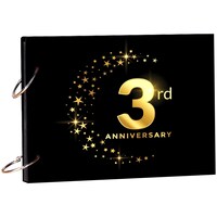 Creative Print Solution 3rd Anniversary Printed Scrapbook, 8.5x6 Inches, Black & Gold