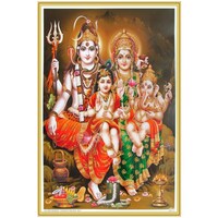 Creative Print Solution Shankar and Parvati God Room Size Poster, 12x18 Inches, Multicolour
