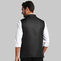 Hangup Men's Party Wear Solid Nehru Jacket, BGN932711, Black