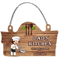 Creative Print Solution Chef Dad's Theme Kitchen Wood Wall Hanging, 10x5.5 Inches
