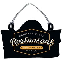 Creative Print Solution Our Restaurant Theme Wall Hanging, 10x5.5 Inches, Black