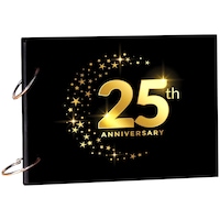 Picture of Creative Print Solution 25th Anniversary Printed Scrapbook, 8.5x6 Inches, Black & Gold