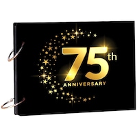 Picture of Creative Print Solution 75th Anniversary Printed Scrapbook, 8.5x6 Inches, Black & Gold
