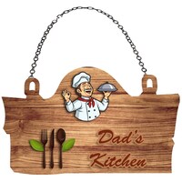 Creative Print Solution Dad's Kitchen Theme Wall Hanging, BPF00893, 10x5.5 Inches, Brown