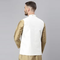 Hangup Men's Party Wear Embroidery Nehru Jacket, BGN932624, White