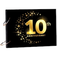 Picture of Creative Print Solution 10th Anniversary Printed Scapbook, 8.5x6 Inches, Black & Gold