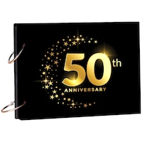 Picture of Creative Print Solution 50th Anniversary Printed Scrapbook, 8.5x6 Inches, Black & Gold