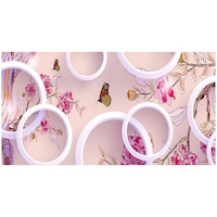 Picture of Creative Print Solution Circle with Floral Wallpaper, BPNW05, 244X41 cm, Pink & White