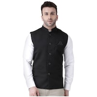 Hangup Men's Formal Solid Nehru Jacket, BGN932713, Black