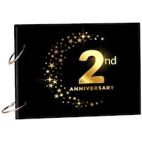 Picture of Creative Print Solution 2nd Anniversary Printed Scrapbook, 8.5x6 Inches, Black & Gold