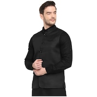 Hangup Men's Party Wear Solid Nehru Jacket, BGN932712, Black