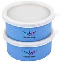 Kinship India Small Lunch Containers, 300 ml, Blue, Set of 2
