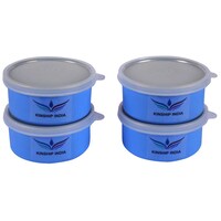 Kinship India Stainless Steel Lunch Containers, 300 ml, Blue, Set of 4