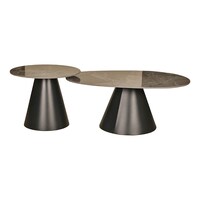Gmax Marbel Round Coffee Table, E608-Set, 2Pcs Set - Gray