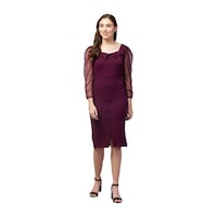 Picture of Women's Solid Bodycon Dress, UNC0933412, Wine
