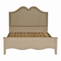 Gmax Wooden Bed With Soft Headboard, 150X200Cm - Cream