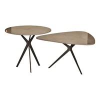 Gmax Marbel Triangle & Round Coffee Table, E5706-Set,  2Pcs Set - Gray