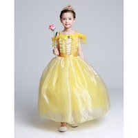6-Piece Belle Princess Girls Costume Set With Accessories, 7 - 9 Years