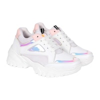 Women's Solid Sneakers, AF0932447, White