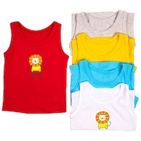 Cocoon Organics Lion Printed Sando Vest, Multicolour, Set of 5