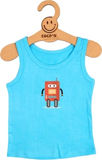 Cocoon Organics Robot Printed Sando Vest, Blue
