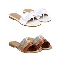 Picture of Women's Flat Slide-in Casual Sandals, AF0932807, Multicolour, Set of 2