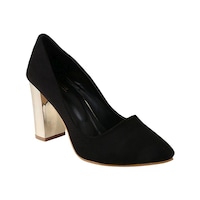 Hasten Women's Solid Heel Pump Shoes, HS0932488, Black