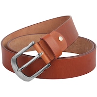 Craftwood Men's Casual Solid Genuine Leather Chrome Reversible Metal Buckle Belt, DI934213, Tan Brown