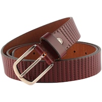 Picture of Craftwood Men's Webbed Patterned Casual Genuine Leather Belt with 6 Punch Holes, DI934220, Brown