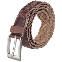 Picture of Craftwood Men's Casual Hand Dyed Mesh Genuine Leather Buckle Belt, DI934217, Brown