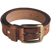Craftwood Men's Casual Solid Genuine Leather Buckle Belt, DI934208, Brown