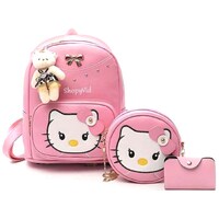 Craftwood Waterproof Cute Kitty Girls Backpack Set, DI934845, Pink, Set of 3