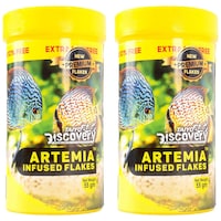 Picture of Taiyo Pluss Discovery Artemia Infused Flakes Fish Food, 55 gm, Pack of 2
