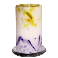 Picture of PIC Handmade Lavender Scented Rustic Chunky Pillar Candle, PNC808578, 2.75x5inch, Multicolour