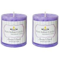 Picture of PIC Handmade Sugar Lemon Scented Mottled Pillar Candle, PNC808597, 2.75x3inch, Violet, Pack of 2