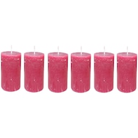 Picture of PIC Handmade English Rose Rustic Pillar Candle, PNC808551, 2 x 3 inch, Red, Pack of 6