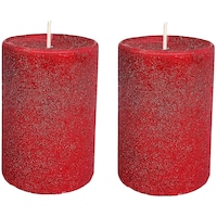 Picture of PIC Handmade Unscented Glitter Pillar Candle, PNC808592, Pack of 2
