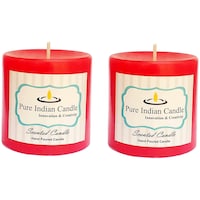 Picture of PIC Handmade Roses Scented Pillar Candle, PNC808596, 2.75x3inch, Red, Pack of 2