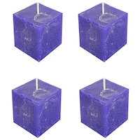 Picture of PIC Handmade Lavender Scented Rustic Cube Candle, PNC808627, 2x2inch, Purple, Pack of 4