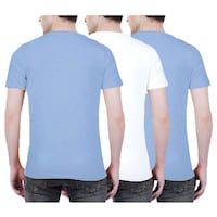NXT GEN Men's Textured Printed Round Neck T-Shirt, TNG15514, Blue & White, Pack of 3