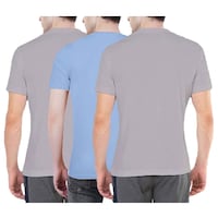 NXT GEN Men's Round Neck Summer Wear Regular Fit Printed T-Shirt, TNG15562, Grey & Blue, Pack of 3
