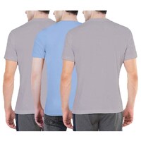 Picture of NXT GEN Men's Solid Round Neck Printed Regular T-Shirt, TNG15602, Grey & Blue, Pack of 3
