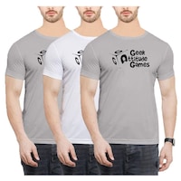 NXT GEN Men's Textured Printed Round Neck T-Shirt, TNG15526, Grey & White, Pack of 3