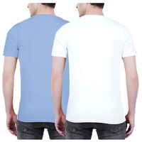 Picture of NXT GEN Men's Printed Round Neck Solid T-Shirt, TNG15642, Blue & White, Pack of 2