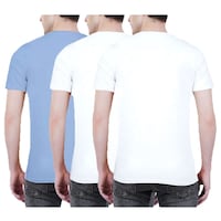 NXT GEN Men's Textured Printed Round Neck T-Shirt, TNG15538, White & Blue, Pack of 3